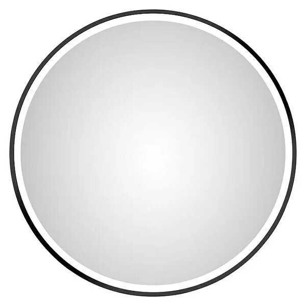 Okrúhle zrkadlo s LED svetlom DSK Design Desire / Ø 55 cm / 15 W / 220 V / IP24 / sklo / čierna