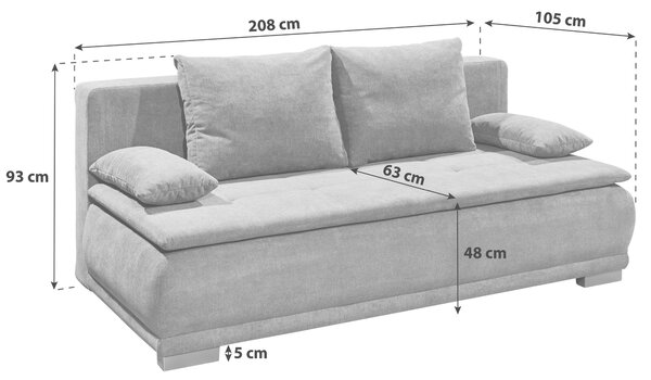 ROZKLADACIA POHOVKA, textil, kompozitné drevo, sivá MID.YOU - Sedačky, Online Only
