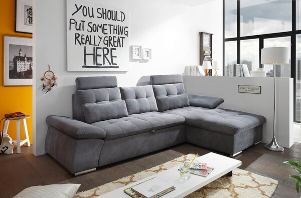 ROHOVÁ SEDAČKA, textil, kompozitné drevo, tmavosivá MID.YOU - Sedačky, Online Only