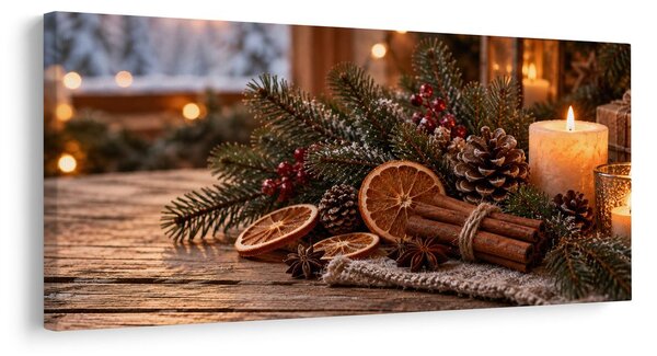 Obraz útulná adventná dekorácia so šiškami