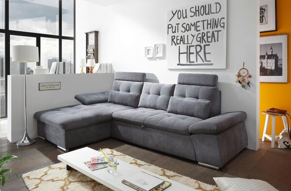 ROHOVÁ SEDAČKA, textil, kompozitné drevo, tmavosivá MID.YOU - Sedačky, Online Only