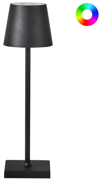 Stolná lampa čierna železo hliník s dotykovým vypínačom nabíjanie cez USB kábel bezdrôtová moderný štýl interiér exteriér