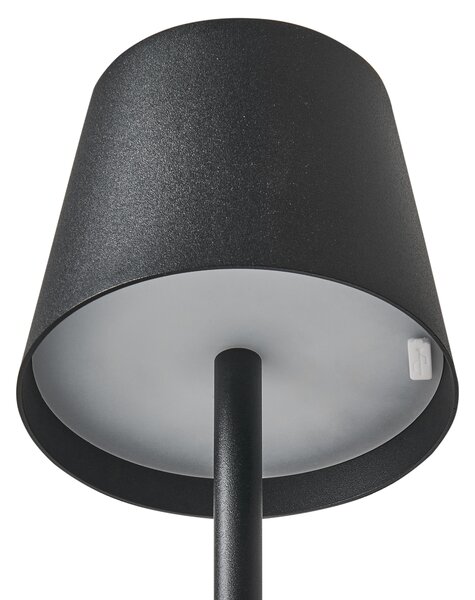 Stolná lampa čierna železo hliník s dotykovým vypínačom nabíjanie cez USB kábel bezdrôtová moderný štýl interiér exteriér
