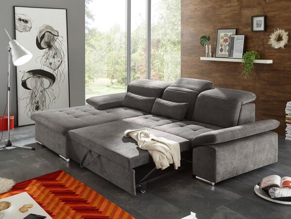 ROHOVÁ SEDAČKA, textil, kompozitné drevo, tmavosivá MID.YOU - Sedačky, Online Only