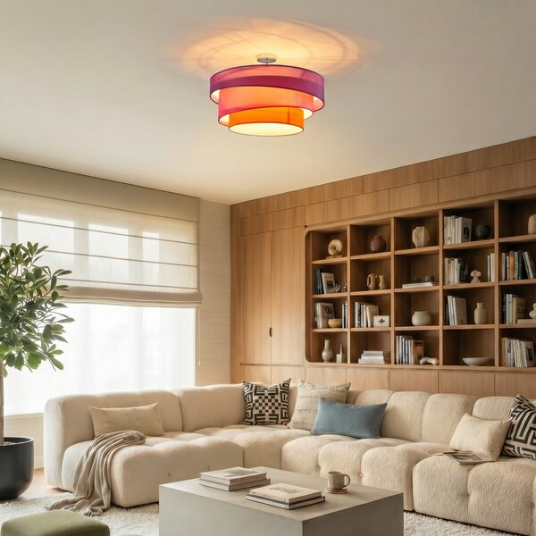 Stropné Lampa Lindby, Melia, stmievateľné, Viacfarebná, Obývacia izba, Tkanina / Textil, Moderný