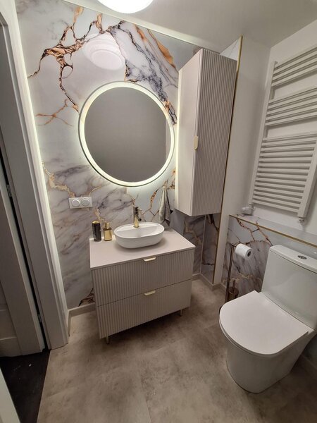 Manufakturaplyt Flexi panel Bielo-zlatý mramor – lesklý, 280 × 122 cm