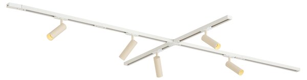 Moderný koľajnicový systém s 5 bodovými svetlami biely s béžovou 1-fázový GU10 35mm - Iconic Jeana Luxe