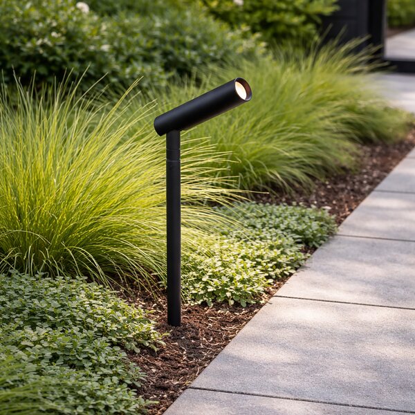 Moderné záhradné bodové svietidlo 12V čierne 10cm vr. LED IP65 - Voltaire Lino