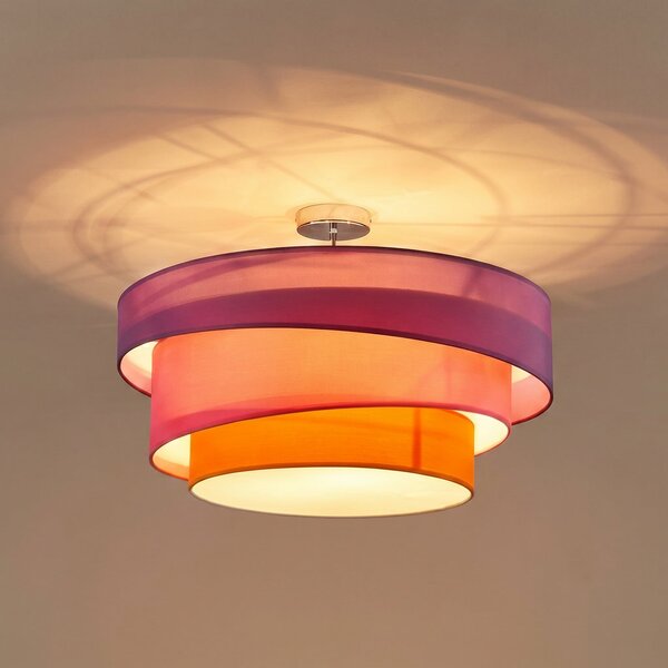 Stropné Lampa Lindby, Melia, stmievateľné, Viacfarebná, Obývacia izba, Tkanina / Textil, Moderný