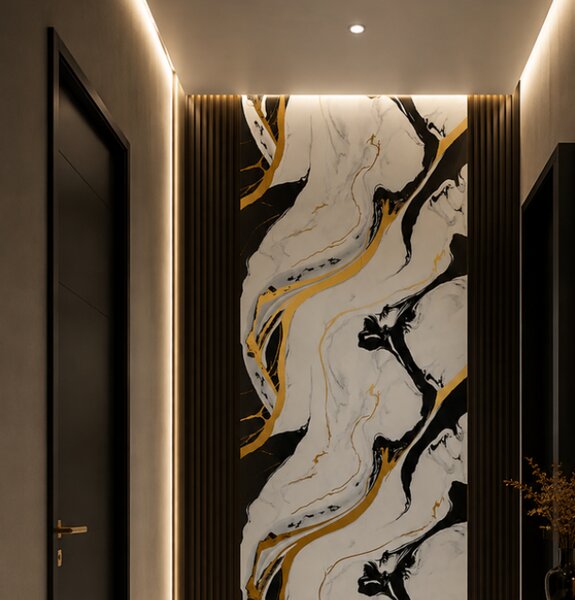 Manufakturaplyt Flexi panel Black Gold flow – lesklý, 280 × 122 cm