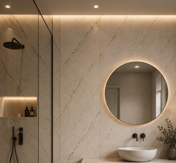 Manufakturaplyt Flexi panel Béžová perla – lesklý, 280 × 122 cm