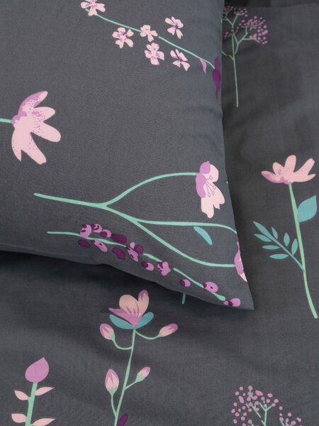 Bavlnená obliečka na vankúš Renforcé 70 × 90 cm - Vlčie maky tmavo šedé