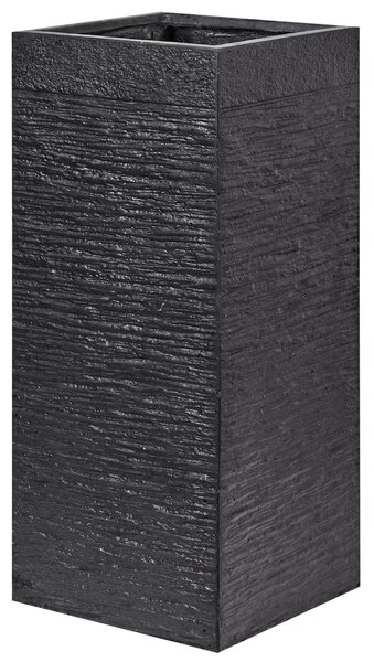 Vysoký kvetináč čierna zmes hliny a vlákien 26 x 26 x 60 cm štvorcový tvar moderný štýl interiér exteriér