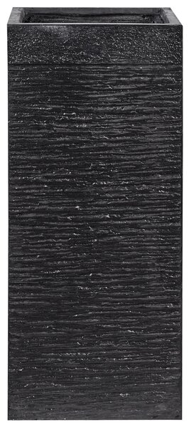 Vysoký kvetináč čierna zmes hliny a vlákien 26 x 26 x 60 cm štvorcový tvar moderný štýl interiér exteriér