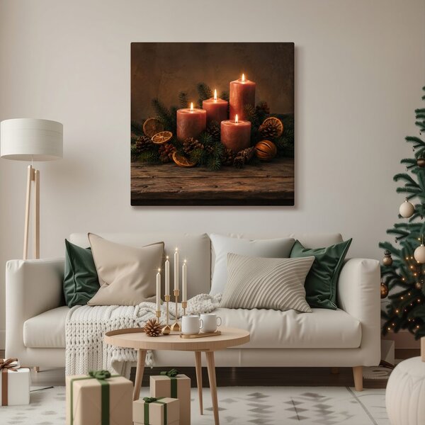 Obraz hrejivá adventná dekorácia so sviečkami