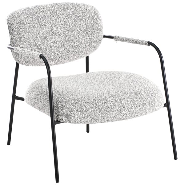 Kreslo čierna biela polyesterové čalúnenie kovový rám mid-century moderný štýl obývacia izba spálňa