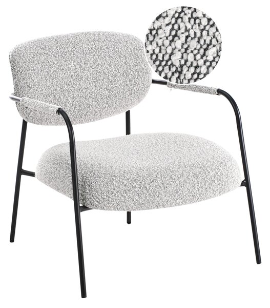 Kreslo čierna biela polyesterové čalúnenie kovový rám mid-century moderný štýl obývacia izba spálňa