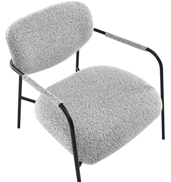 Kreslo čierna biela polyesterové čalúnenie kovový rám mid-century moderný štýl obývacia izba spálňa