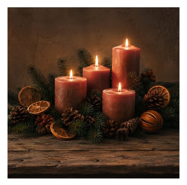 Obraz hrejivá adventná dekorácia so sviečkami