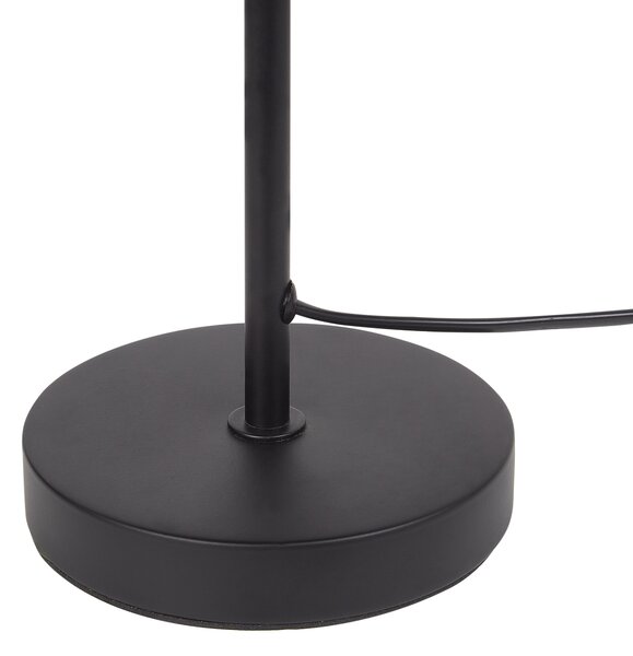 Stolová lampa čierny kovový podstavec prírodné béžovo-čierne pletené papierové tienidlo nočné svetlo spálňa obývačka