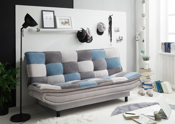 ROZKLADACIA POHOVKA, textil, kompozitné drevo, modrá, strieborná, tmavosivá MID.YOU - Sedačky, Online Only