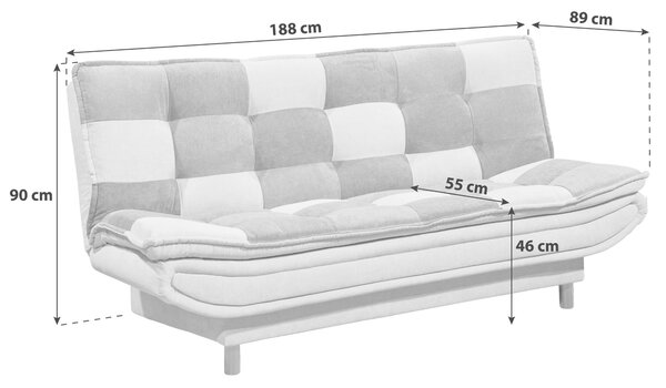 ROZKLADACIA POHOVKA, textil, kompozitné drevo, modrá, strieborná, tmavosivá MID.YOU - Sedačky, Online Only