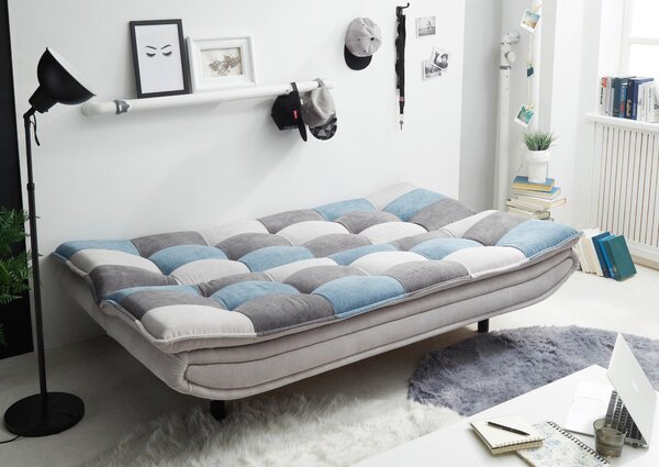 ROZKLADACIA POHOVKA, textil, kompozitné drevo, modrá, strieborná, tmavosivá MID.YOU - Sedačky, Online Only