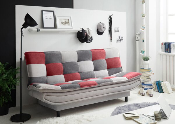 ROZKLADACIA POHOVKA, textil, kompozitné drevo, strieborná, bobuľová, tmavosivá MID.YOU - Sedačky, Online Only