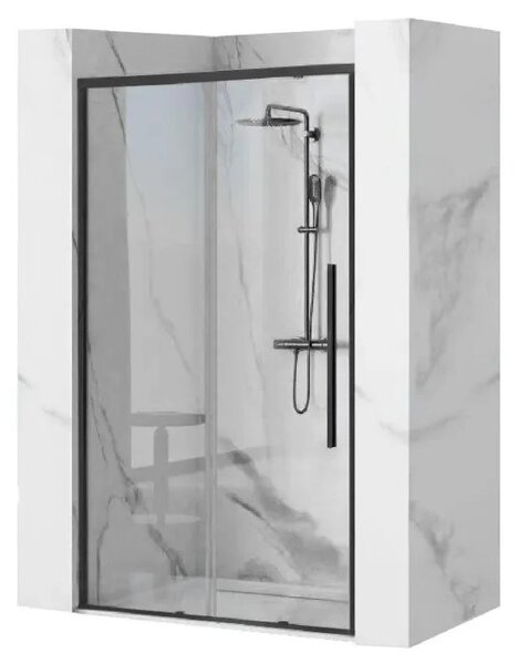 Rea Solar Black, posuvné sprchové dvere 90 x 195 cm, 6mm číre sklo, čierny profil, REA-K6319