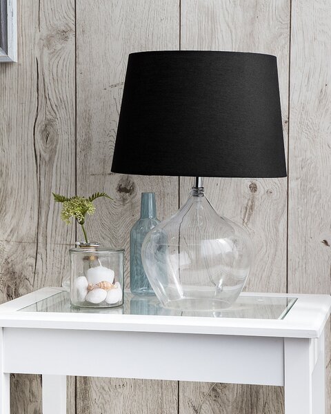 Stolná lampa sklo polyester priehľadný podstavec čierne látkové tienidlo 45 cm moderný tradičný štýl obývačka spálňa