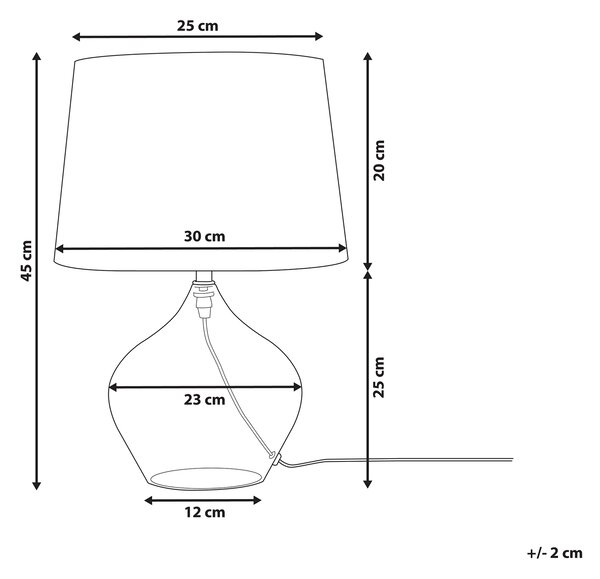 Stolná lampa sklo polyester priehľadný podstavec čierne látkové tienidlo 45 cm moderný tradičný štýl obývačka spálňa
