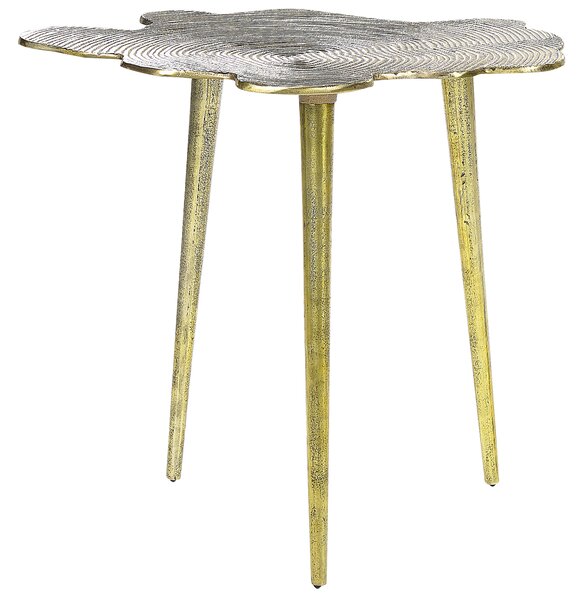 Príručný stolík Zlatý kov 49 x 49 x 44 cm Koncový stolík so zvýraznením Drevený efekt Obývacia izba so zníženým leskom