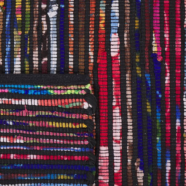 Koberec tmavý viacfarebný bavlnený 140 x 200 cm obdĺžnikový ručne vyrobený boho eklektický