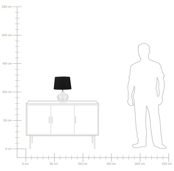 Stolná lampa sklo polyester priehľadný podstavec čierne látkové tienidlo 45 cm moderný tradičný štýl obývačka spálňa