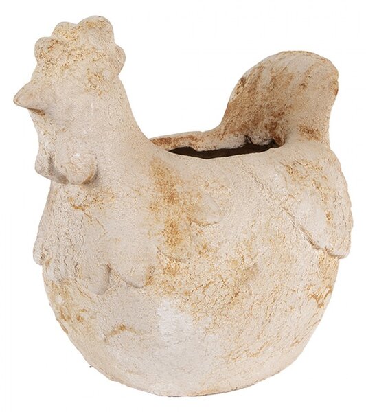 Béžový antik kvetináč sliepočka Chicken Brocante - 31*20*27 cm - Clayre & Eef
