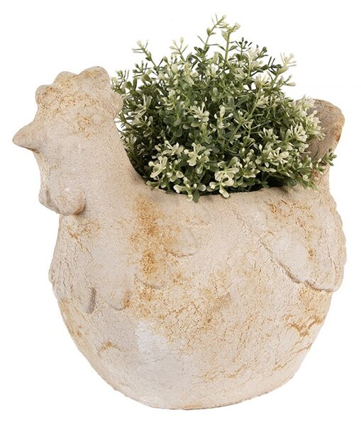 Béžový antik kvetináč sliepočka Chicken Brocante - 31*20*27 cm - Clayre & Eef