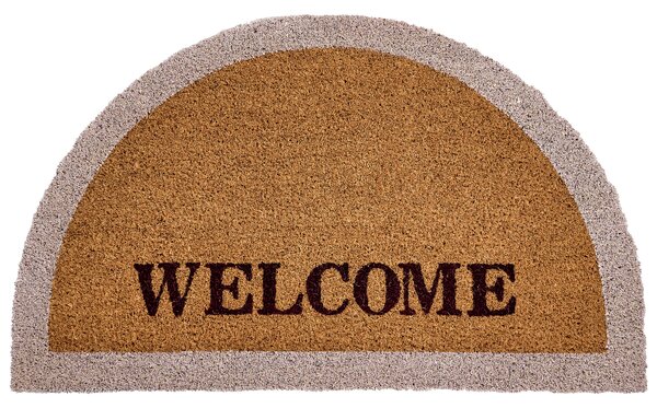 Rohožka prírodná prírodné kokosové vlákno 45 x 75 cm PVC povlak protišmyková rohož s nápisom welcome do interiéru moderná