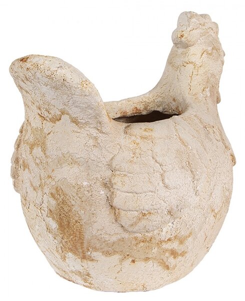Béžový antik kvetináč sliepočka Chicken Brocante - 31*20*27 cm - Clayre & Eef