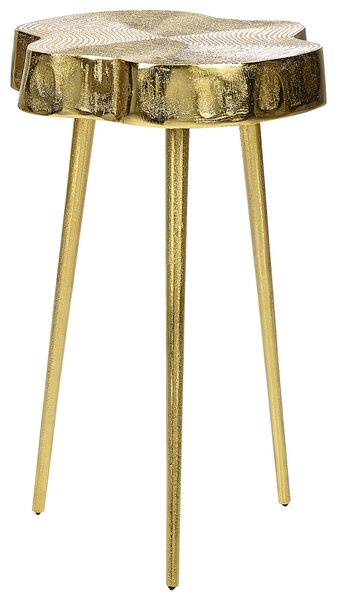 Príručný stolík Zlatý kov 30 x 30 x 50 cm Koncový stolík so zvýraznením Efekt dreva Lesk Glam Obývacia izba