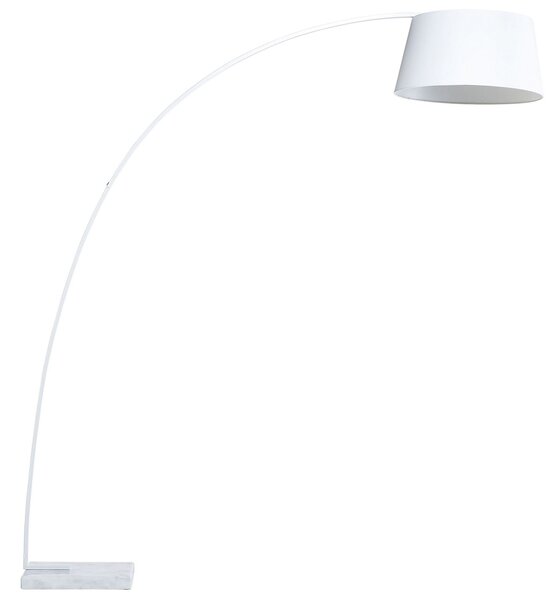 Stojaca lampa biele látkové tienidlo kovový stojan 188 cm mramorová základňa dlhý kábel s vypínačom moderný dizajn