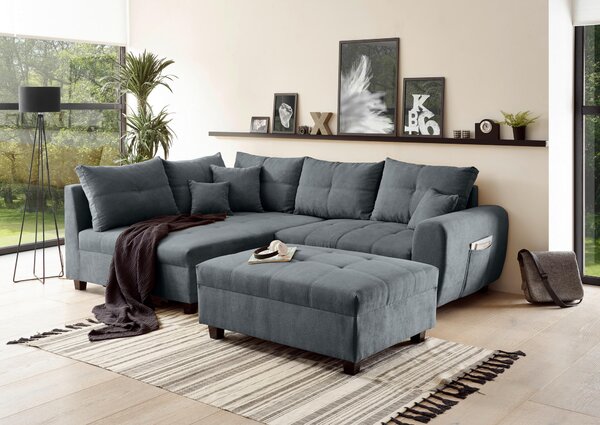 ROHOVÁ SEDAČKA, textil, kompozitné drevo, antracitová MID.YOU - Sedačky, Online Only