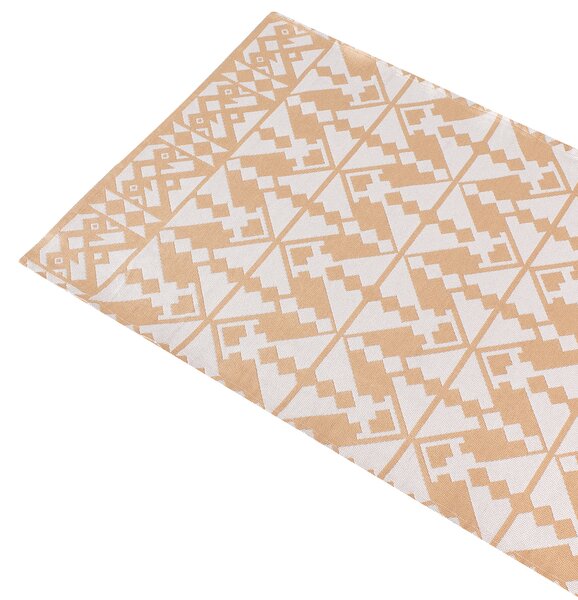 Koberec béžový syntetický materiál 80 x 150 cm izbový vonkajší s geometrickým vzorom moderný balkón a terasa