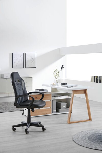 ROHOVÝ PÍSACÍ STÔL, biela, dub artisan, 135/120/75 cm Stylife - Kancelárske stoly