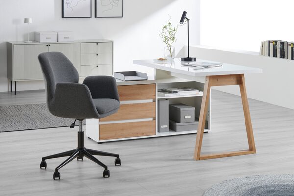 ROHOVÝ PÍSACÍ STÔL, biela, dub artisan, 135/120/75 cm Stylife - Kancelárske stoly