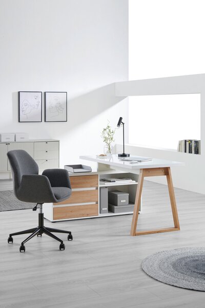 ROHOVÝ PÍSACÍ STÔL, biela, dub artisan, 135/120/75 cm Stylife - Kancelárske stoly