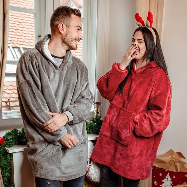 Flaušová Deka S Rukávmi Snughug, Kockovaná