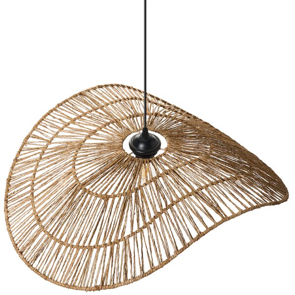 Závesná lampa prírodná juta pletená otvorená konštrukcia ručná výroba boho štýl osvetlenie obývacia izba jedáleň
