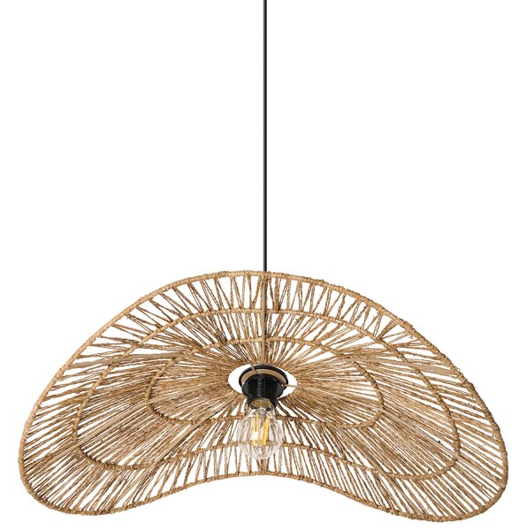 Závesná lampa prírodná juta pletená otvorená konštrukcia ručná výroba boho štýl osvetlenie obývacia izba jedáleň