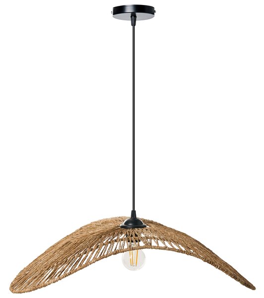 Závesná lampa prírodná juta pletená otvorená konštrukcia ručná výroba boho štýl osvetlenie obývacia izba jedáleň