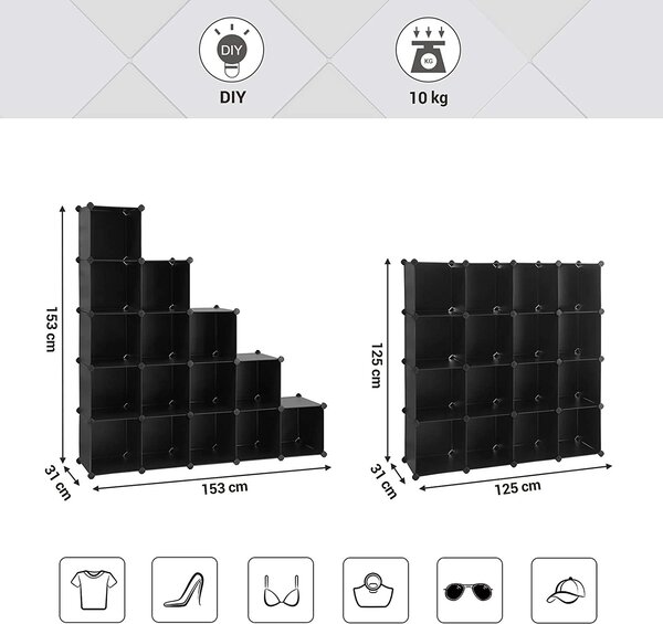 SONGMICS Regál CUBE čierny